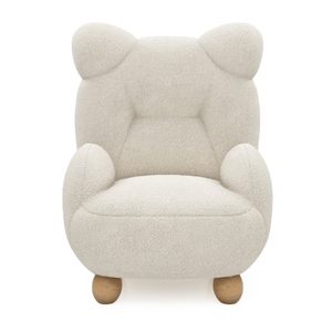 木优羊羔绒奶油风儿童小熊沙发椅宝宝单人卡通座椅迷你懒人小沙发