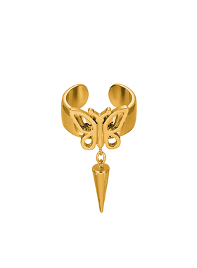 STUGAZI蝴蝶尖锥开口戒指