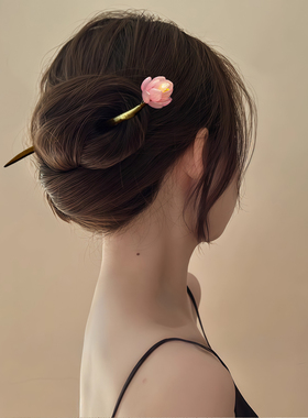 「菡萏初开」中式小荷花实木发簪