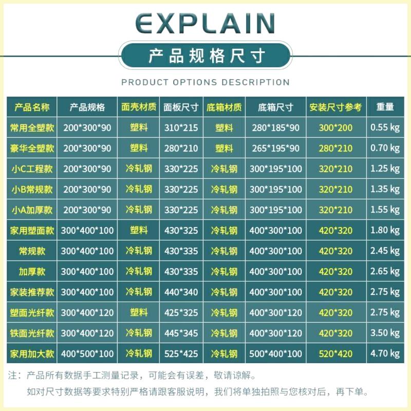 多媒体集线箱光纤入户信息箱住宅配线大小号布线箱弱电箱暗装家用 - 图2