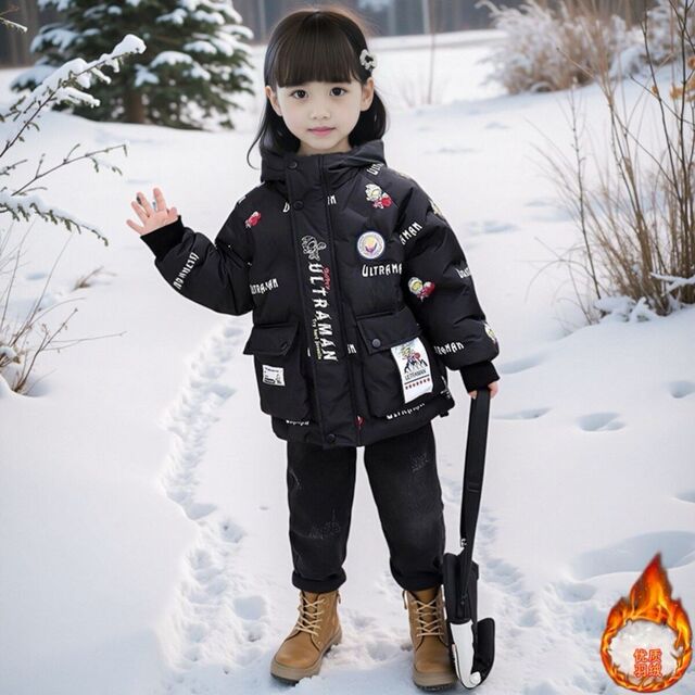 Winter new style Tiga Girls Ultraman Down Jacket Sero Girls Ski Wear Boys and Girls Western Style Super Thick Cotton Clothes