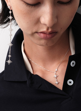【生日礼物】APM MonacoBaby六芒星项链女时尚银毛衣锁骨链送女友