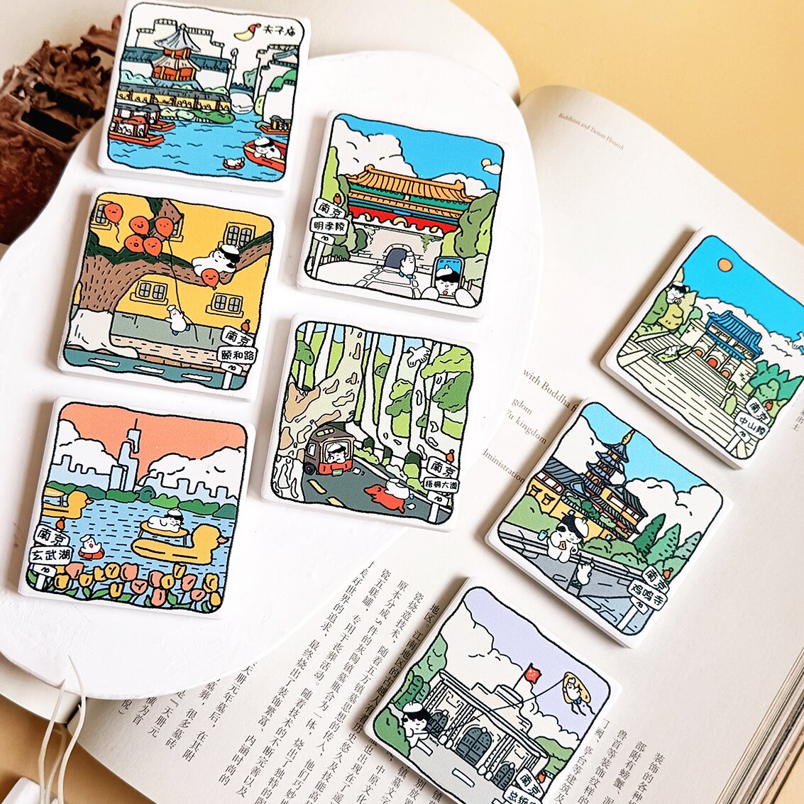 南京博物馆文创冰箱贴陶瓷大美南京清新可爱网红景点总统府夫子庙