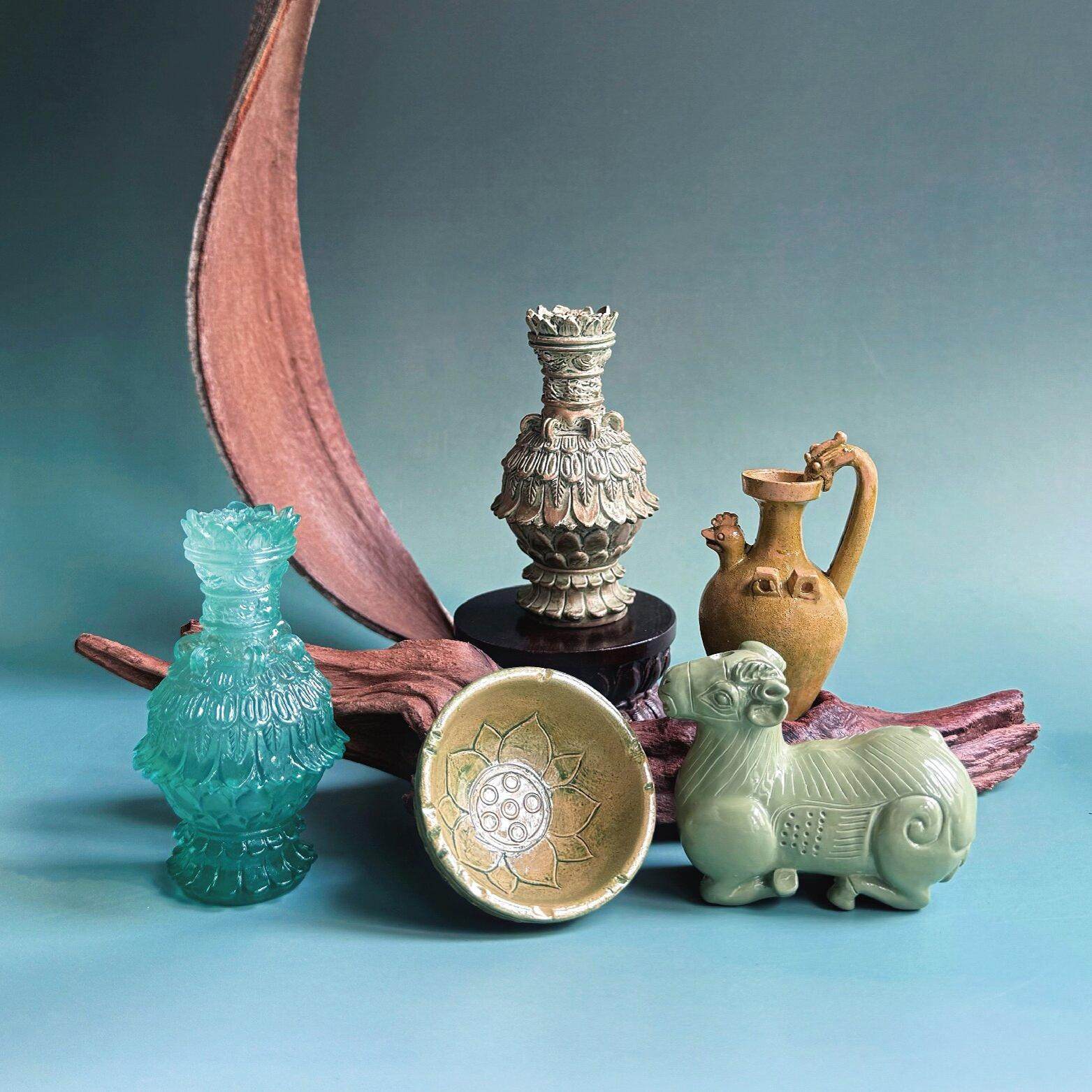 南京博物馆文创纪念品六朝青瓷立体冰箱贴青瓷莲花尊原创文艺复古