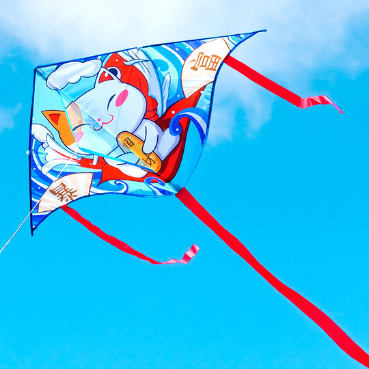 2025新款风筝网红卡通招财猫微风易飞手持线轮盘小儿童大人专用型