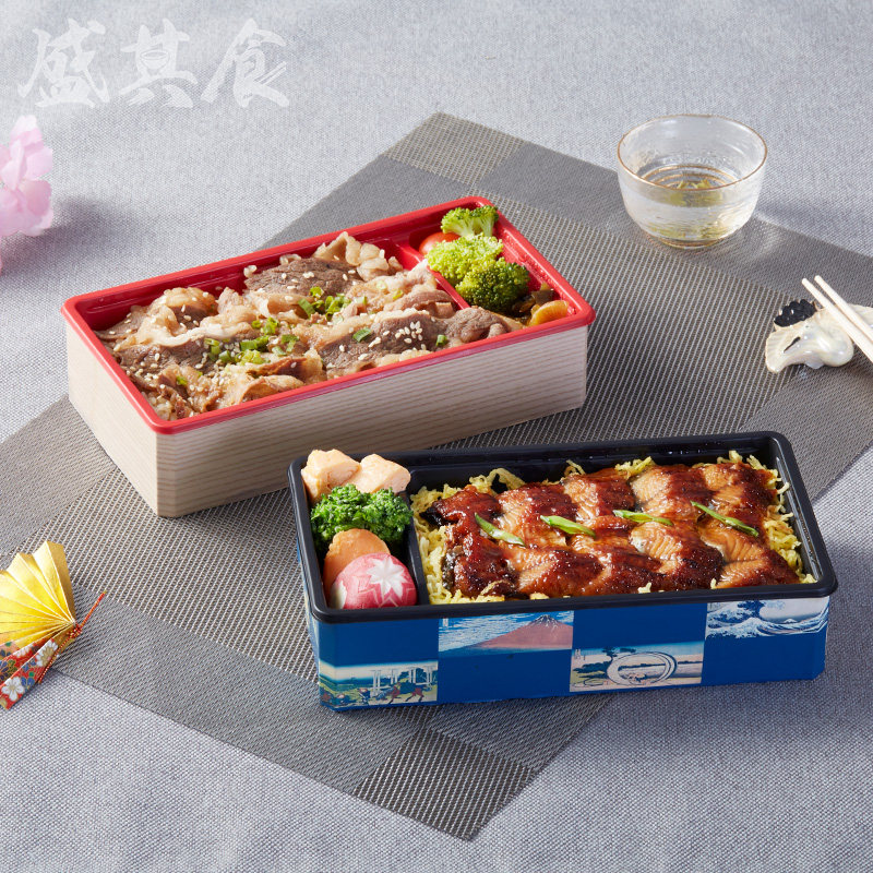 一次性碗外卖餐盒打包盒长方形塑料带盖盒餐盒日式鳗鱼饭盒食品级_虎窝淘
