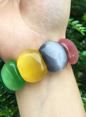 18*22MM 个性多彩手工制作猫眼石手链 时尚彩色百搭饰品手链