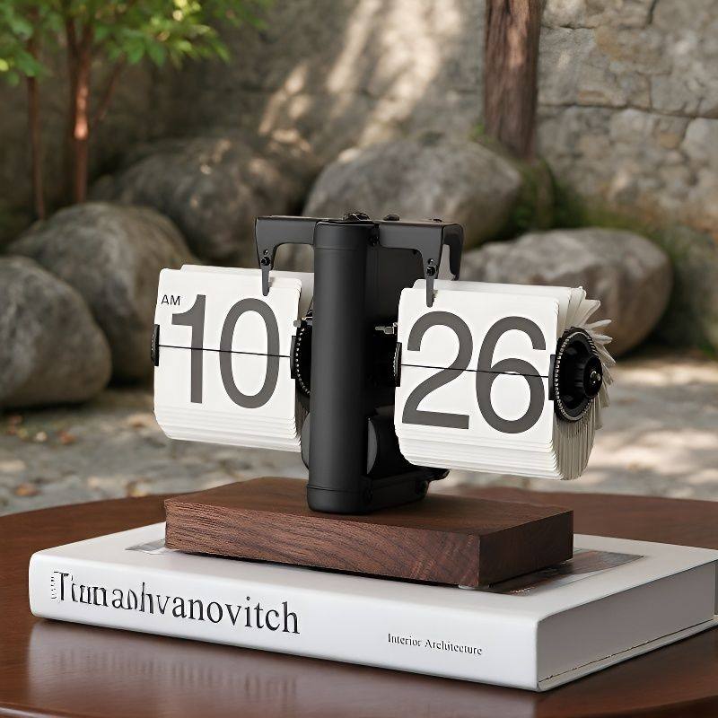 创意机械自动翻页时钟桌面简约复古台式数字摆钟轻奢极简装饰座钟,淘宝优惠券,粉丝福利购,淘宝优惠卷
