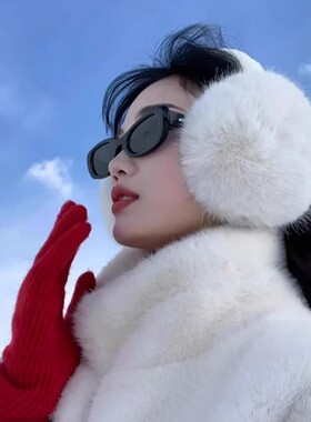 白色毛绒耳罩冬季防寒保暖耳捂子