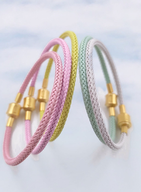 钢丝绳周生生手绳适用于转运珠黄金皮绳手链防水女编织绳串珠配珠