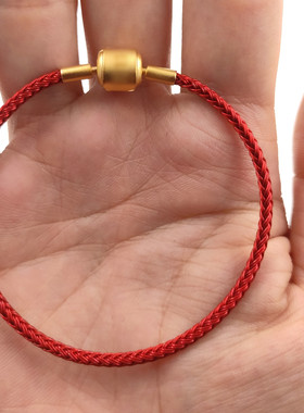 超细2.2mm周生生钢丝绳手链手绳红绳适用于3D转运珠女穿串珠红色