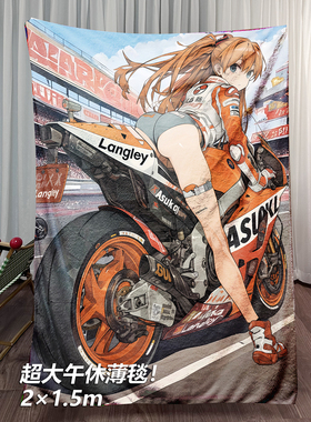 机甲动漫傲娇女主二号机摩托复古午睡毯地毯装饰画