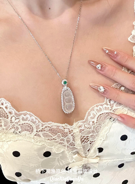 天然玉髓福豆项链女锁骨链纯银