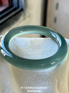 库里蓝高冰种玉髓玛瑙手镯马料