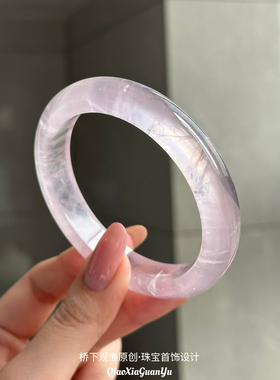 粉水晶手镯女马粉芙蓉石水晶玛瑙