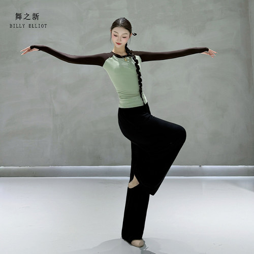 舞蹈上衣女款新款长袖古典舞服装秋冬插肩形体训练服现代舞练功服 - 图2