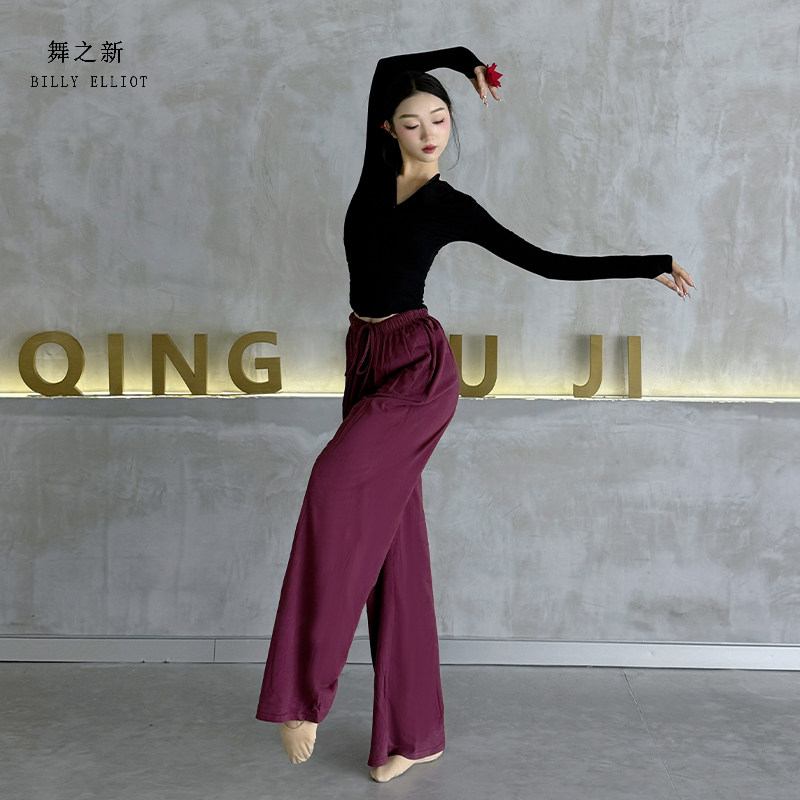 现代舞练功服舞蹈裤子新款冬季宽松演出中国舞服装阔腿裤古典舞服 - 图0