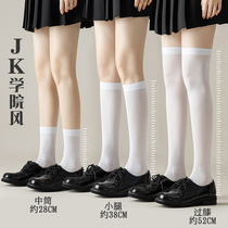 White Socks Children Summer Jk Calf Socks Long Cylinder Black Thin with Kneecap Day Ensemble College Wind Small Leather Shoes Middle Stocking