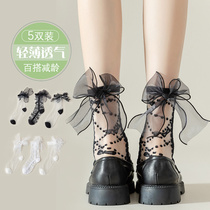 Crystal Card Silk Socks Children Ins Tide Butterfly Knot SILO SOCKS JK ADOLESCENT GIRL LORETTA SUMMER FIBERGLASS LONG SOCKS THIN