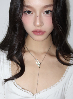 1P Jewelry幸运之钥系列 爱心锁头三叶草锆石镶嵌抽拉项链