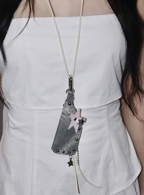 1P Juvilove原1P Jewelry 仿牛仔皮星星小包项链 可作包挂口红包