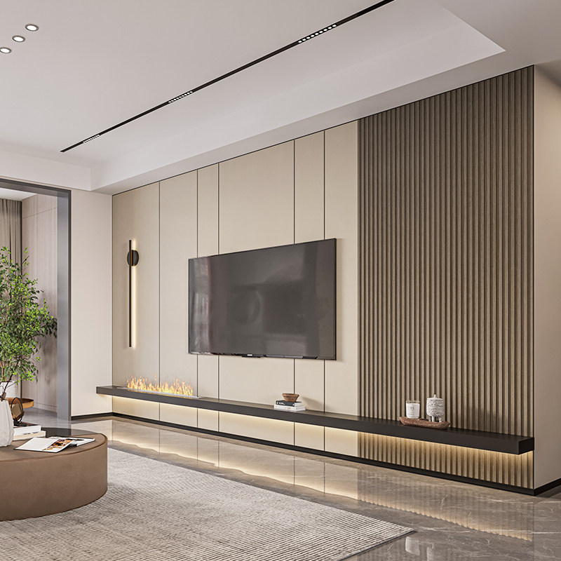 卧室背景墙竹木纤维集成墙板快装uv板护墙板装修板材墙面木饰面板