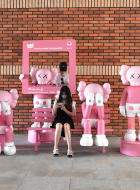 网红打卡卡通玻璃钢动物雕塑摆件