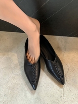 Giant soft Raraente method black pointed small pixie genuine leather heightening weaving