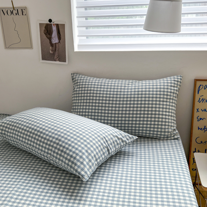 A类100全棉纯棉色织水洗棉床单单件宿舍单双人被单枕套三件套床笠 - 图3