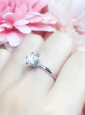 专柜同款戒指莫桑石高托光臂戒指镶嵌八心钻戒网红围脖戒指个性女