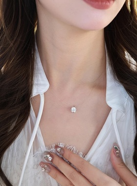 S925银莫桑石鱼线项链锁骨链男女