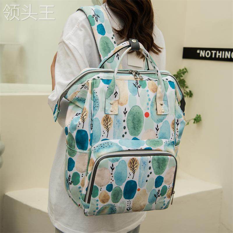 跨境母婴包新款韩版潮ins双肩包 食里湘风食品妈咪包/袋