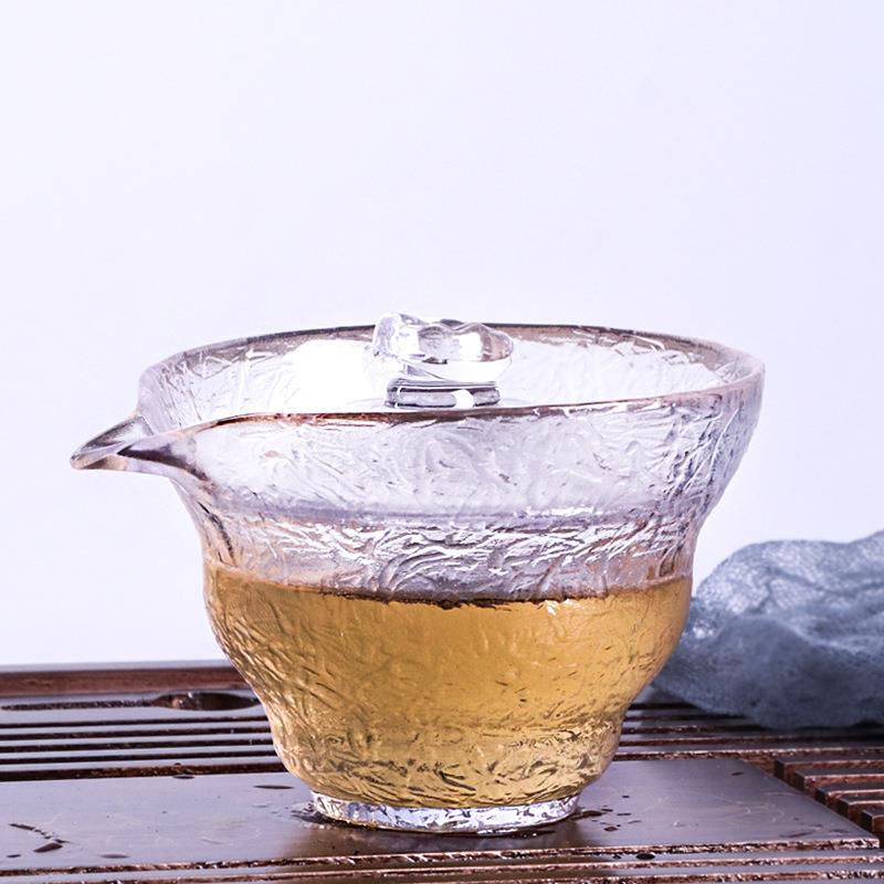 锤纹玻璃品茗杯家用水晶透明耐热小茶杯功夫茶具主人茶杯个人单杯 - 图2