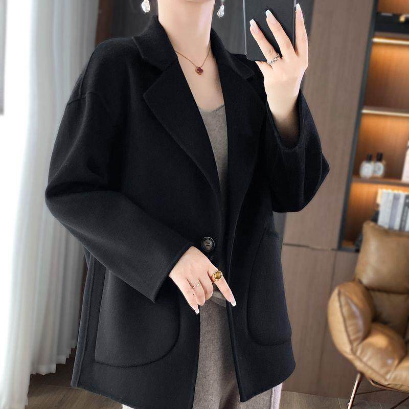 羊毛双面呢羊毛大衣女士短款气质韩系冬季一粒扣宽松毛呢子外套女,淘宝优惠券,粉丝福利购,淘宝优惠卷