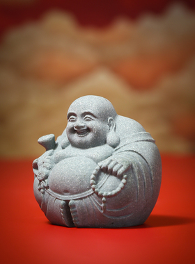 苏小瓷 青砂石如意弥勒佛像禅意室内客厅装饰摆设桌面摆件禅意