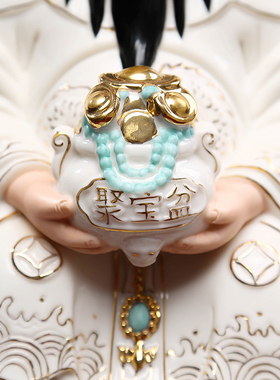 陶瓷财神爷福德正神土地公供奉店铺开业家用请聚宝盆文财神像摆件