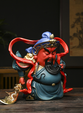 陶瓷关公佛像伽蓝菩萨摆件武财神关羽镇宅求财开业乔迁礼品送朋友
