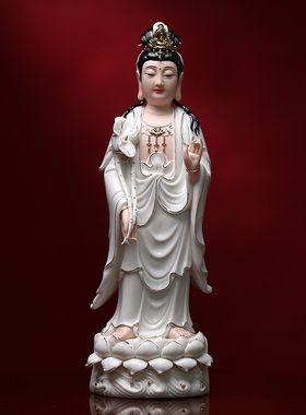 德化陶瓷佛像西方三圣阿弥陀佛大势至观世音菩萨立像佛像供奉摆件