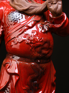 陶瓷关公佛像摆件家居武财神关羽镇宅求财关帝雕像开业乔迁礼品