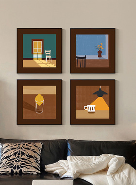 美拉德客厅装饰画法式复古餐厅玄关卧室挂画中古风小众组合壁画