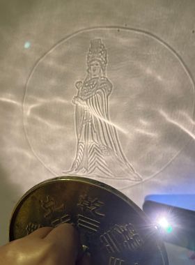 妈祖海神娘娘透光镜天妃天上圣母透光铜镜古法纯手工反射镜摆件