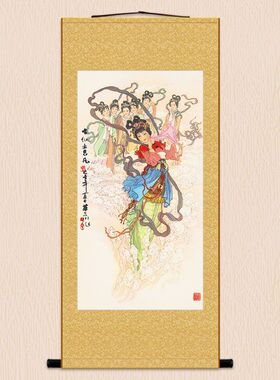 七仙女思凡图中式卷轴挂