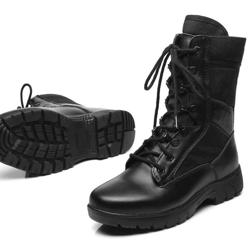 疾雷盾新款作战靴男女情侣款军迷靴时尚户外战术靴防水皮靴轻型-图2
