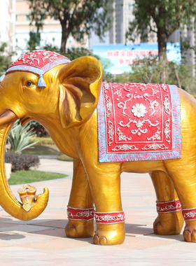 大型玻璃钢雕塑仿真动物大象