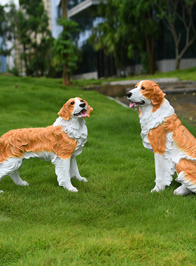 边境牧羊犬摆件家居客厅装饰边牧模型手办庭院草坪仿真狗树脂雕塑