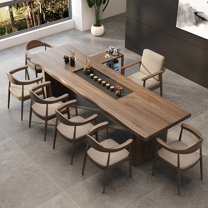 实木茶桌茶盘一体泡茶桌椅组合后现代简约办公室功夫茶台原木大板,淘宝优惠券,粉丝福利购,淘宝优惠卷