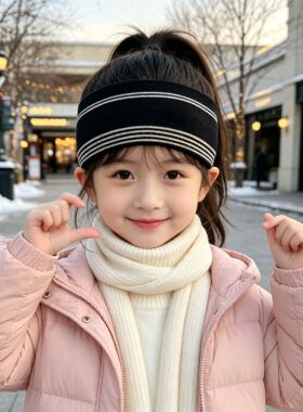 女童秋冬针织空顶发带可扎马尾