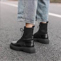 Gush Martin boots woman small sub inside heightening 2023 autumn winter new Inn thick bottom short boots genuine leather slim single boot