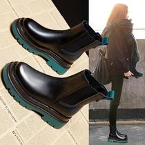 Genuine leather Inn Wind thick bottom Martin boots woman 2023 autumn Winter new smoke pipe boots round head Gardown short boots