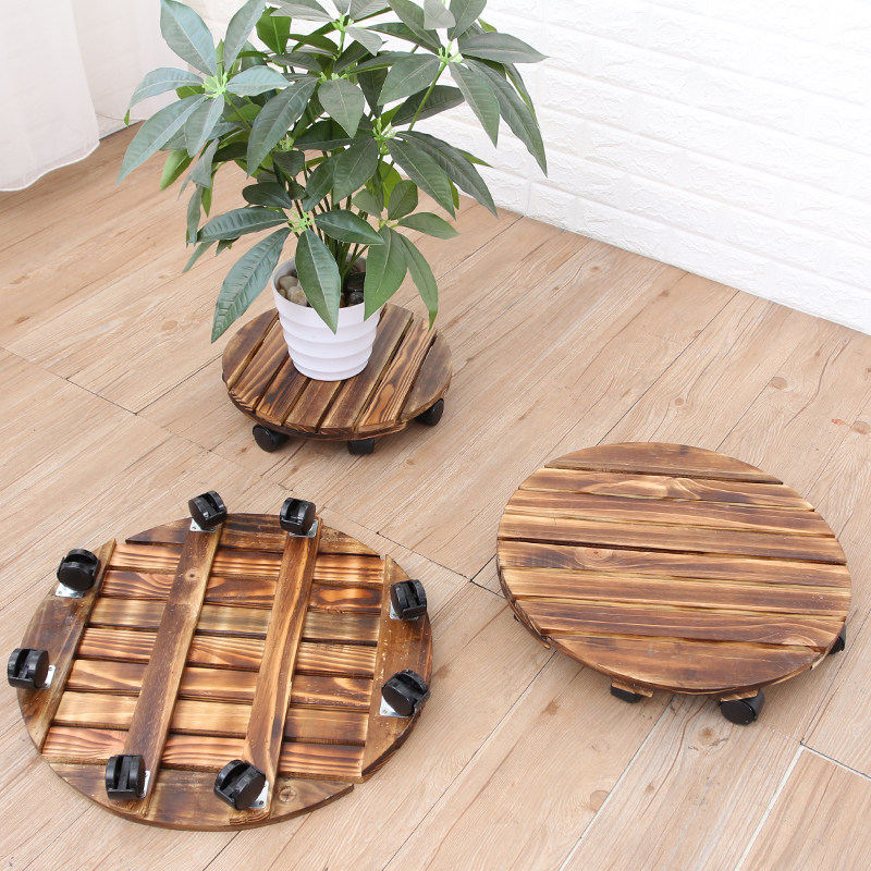 客厅家用花盆托盘带轮移动木质圆形落地式盆景底座滚轮万向轮实木,淘宝优惠券,粉丝福利购,淘宝优惠卷